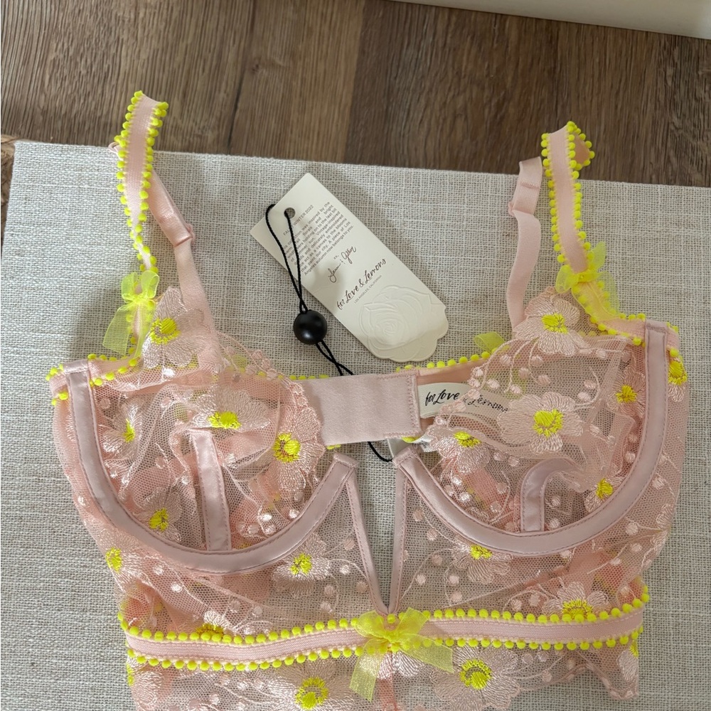 For Love And Lemons Pink and Yellow Floral Bralette